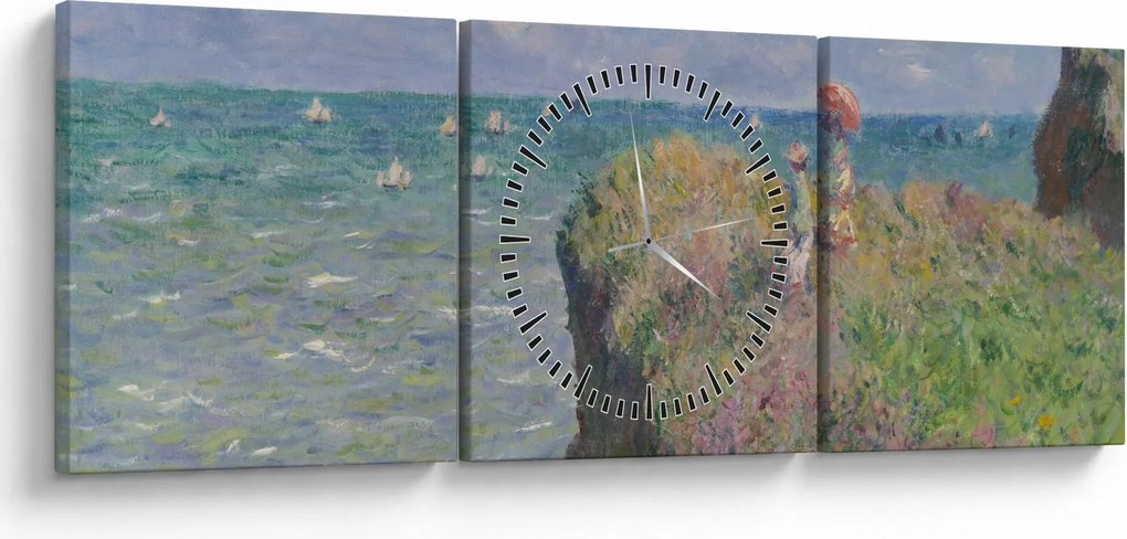Kép - Claude Monet, Cliff Walk at Pourville, reprodukciók (órával) (90x30 cm)