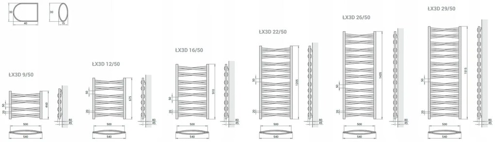 Regnis 3DX, Fűtés 540x675mm, 399W, matt fekete, L3DX70 / 50 / FEKETE