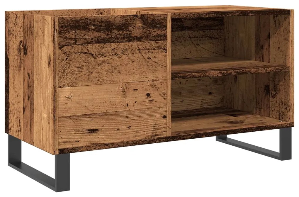 antik fa színű szerelt fa hanglemezszekrény 84,5x38x48 cm