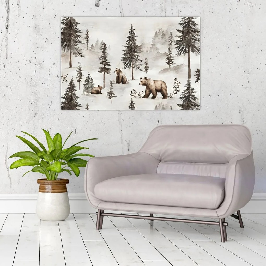 Kép - Erdő medvékkel (90x60 cm)