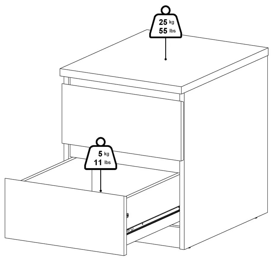 Természetes színű éjjeliszekrény tölgyfa dekorral Naia - Tvilum