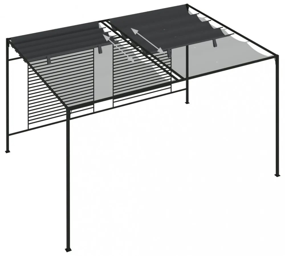 antracitszürke pavilon behúzható tetővel 3 x 4 x 2,3 m 180 g/m²
