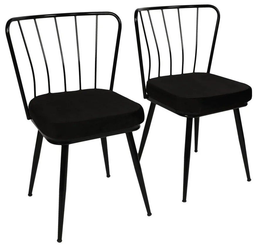 Fekete fém étkezőszék szett 2 db-os Yildiz – Kalune Design