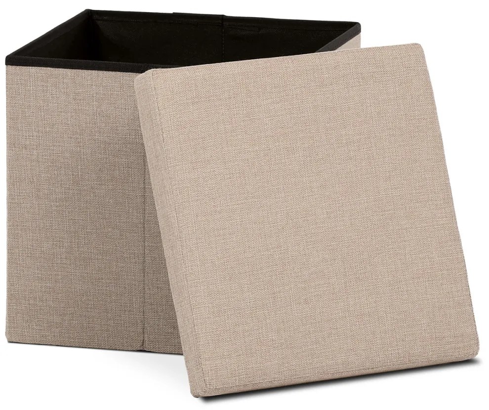 Taburet Cu Depozitare Material Textil Crem. TAB-461