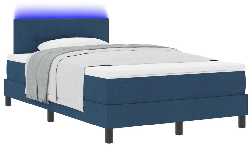 Boxspring Ágy Matraccal és LED Kék 120x200 cm Szövet