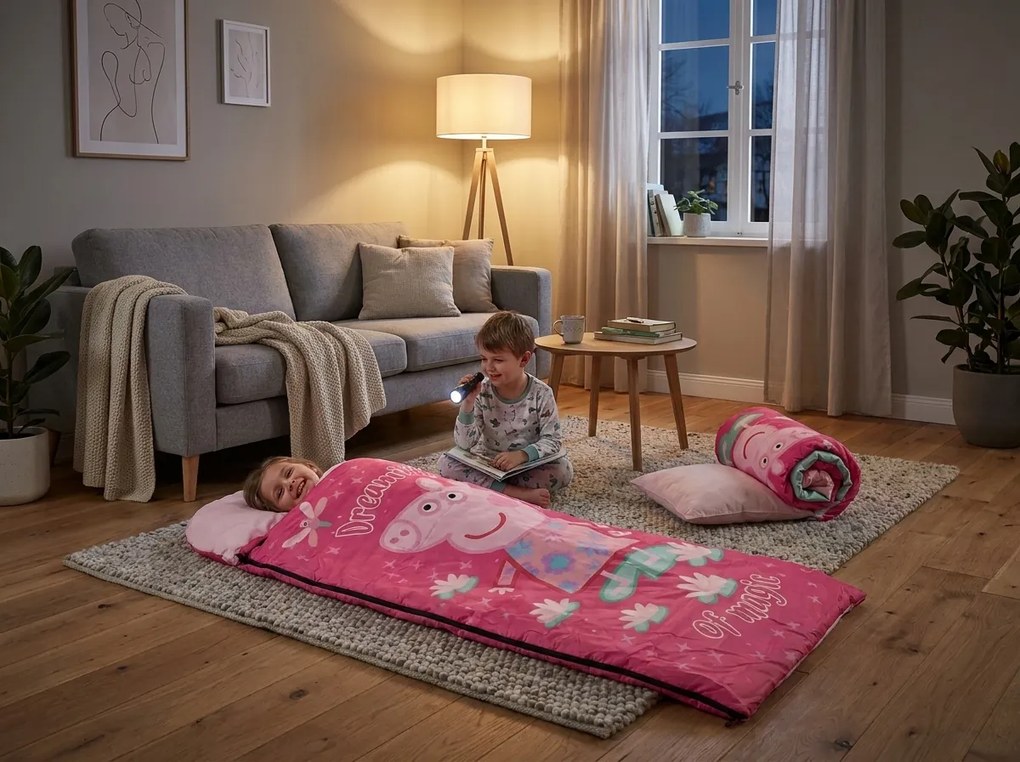 Gyermek hálózsák PEPPA MALAC 170x70 cm, rózsaszín