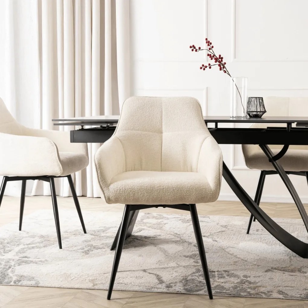 LARISA forgó étkezőszék krém bouclé