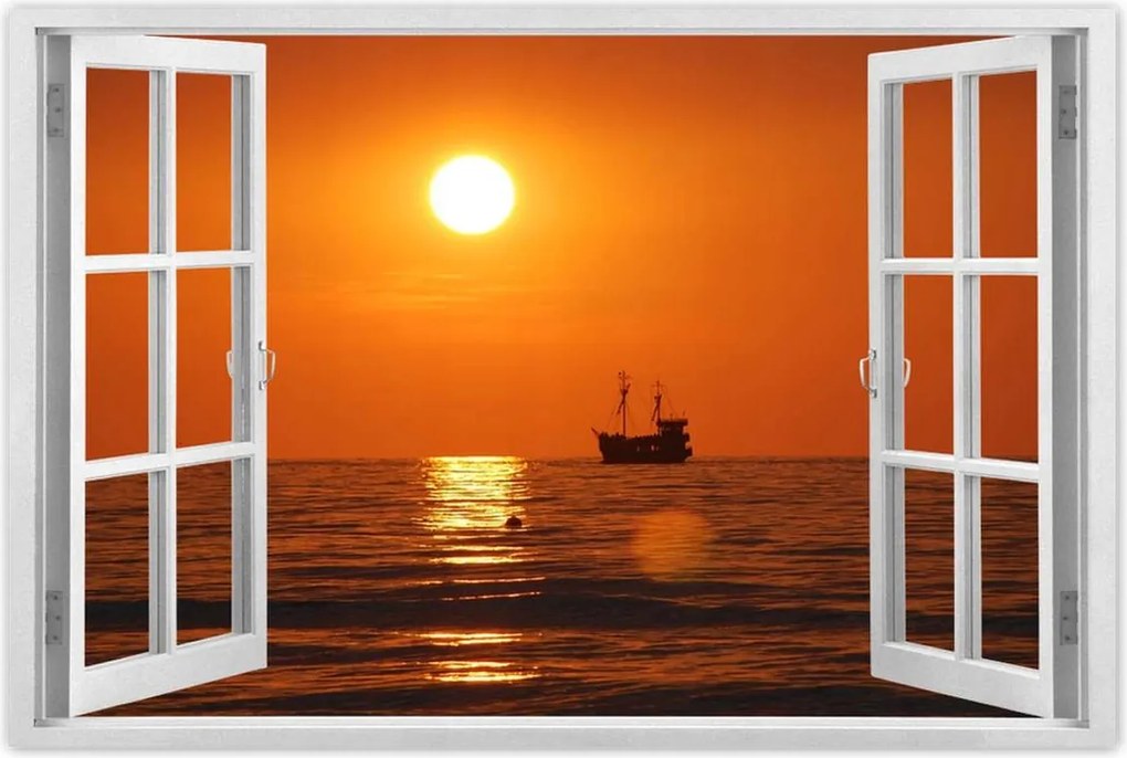 Poszterek 120x80 Naplemente hajóval