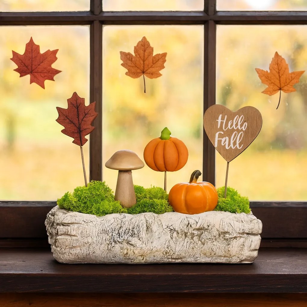 Virágtartó - virágláda, nyírfa utánzat, 39 x 14 x 8 cm, 39 cm