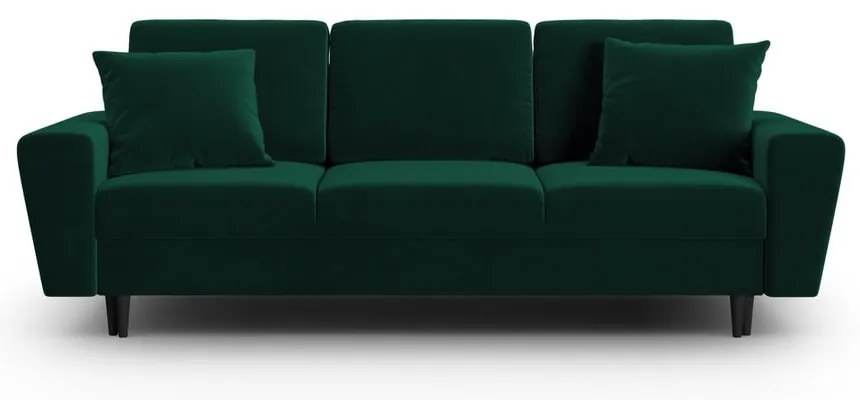Zöld bársony kinyitható tárolóhelyes kanapé 235 cm Kyoto – Cosmopolitan Design