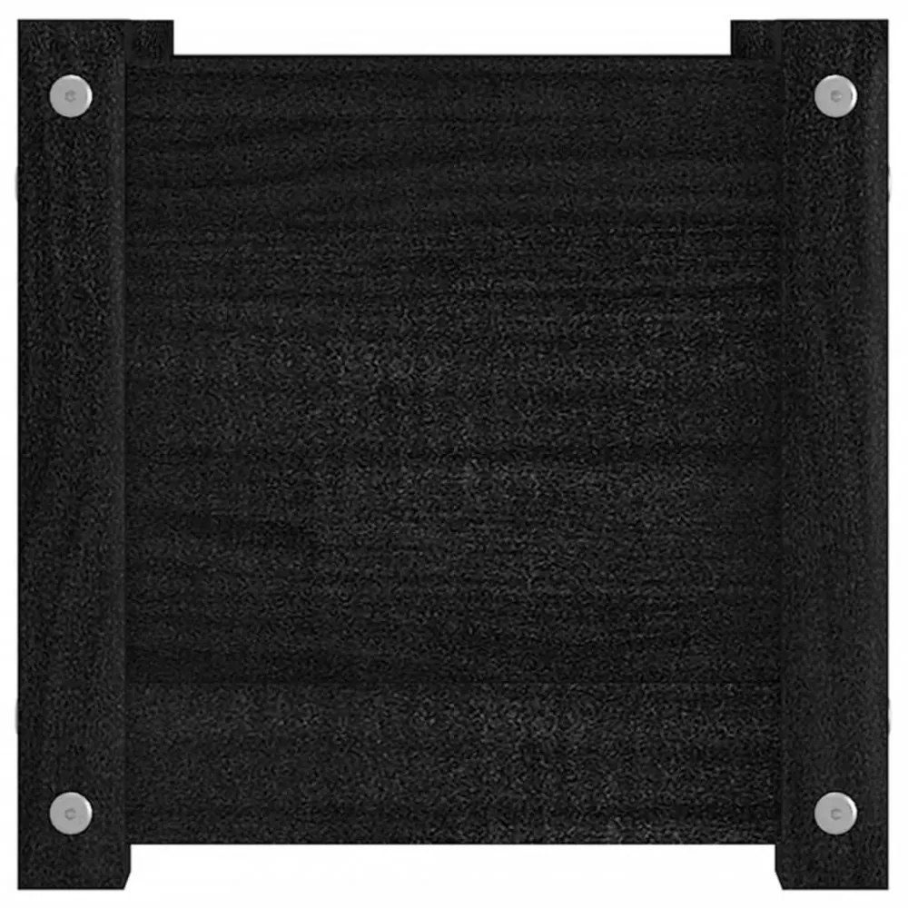 2 db fekete tömör fenyőfa kerti virágtartó 31 x 31 x 31 cm