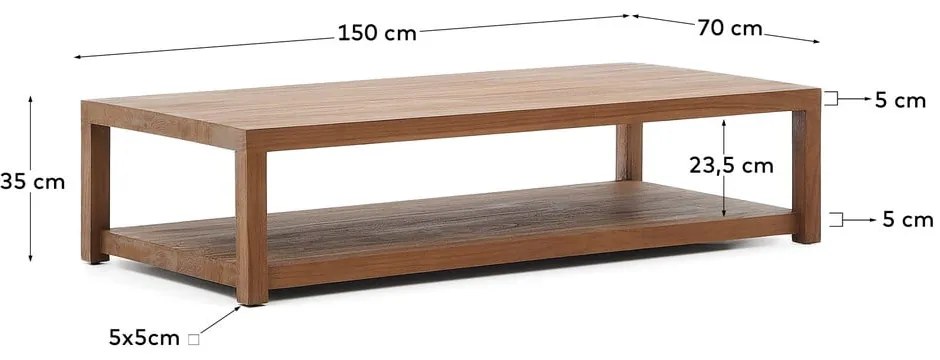 Natúr színű teakfa dohányzóasztal 70x150 cm Sashi – Kave Home