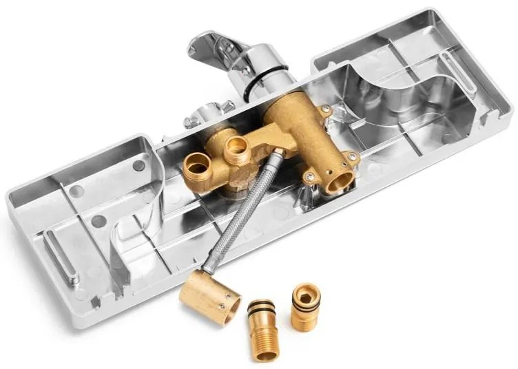 Erga Oslo, zuhanygarnitúra karos csapteleppel és polccal, króm, ERG-YKA-BP.OSLO-25-CHR