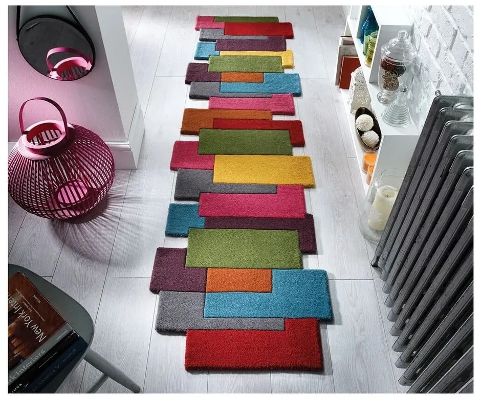 Collage gyapjú futószőnyeg, 66 x 300 cm - Flair Rugs