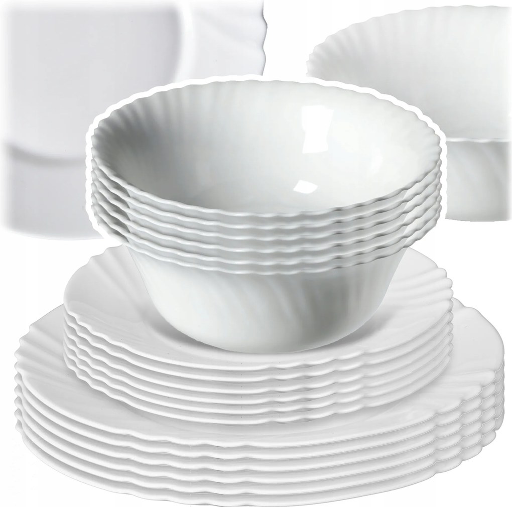 Ebédlő Szett 6 Személyes Tányér Szett Tányér Étkészlet Fehér 18el