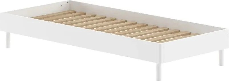 Fehér bükkfa egyszemélyes ágy ágytámla nélkül ágyráccsal 90x200 cm Forrest – Vipack