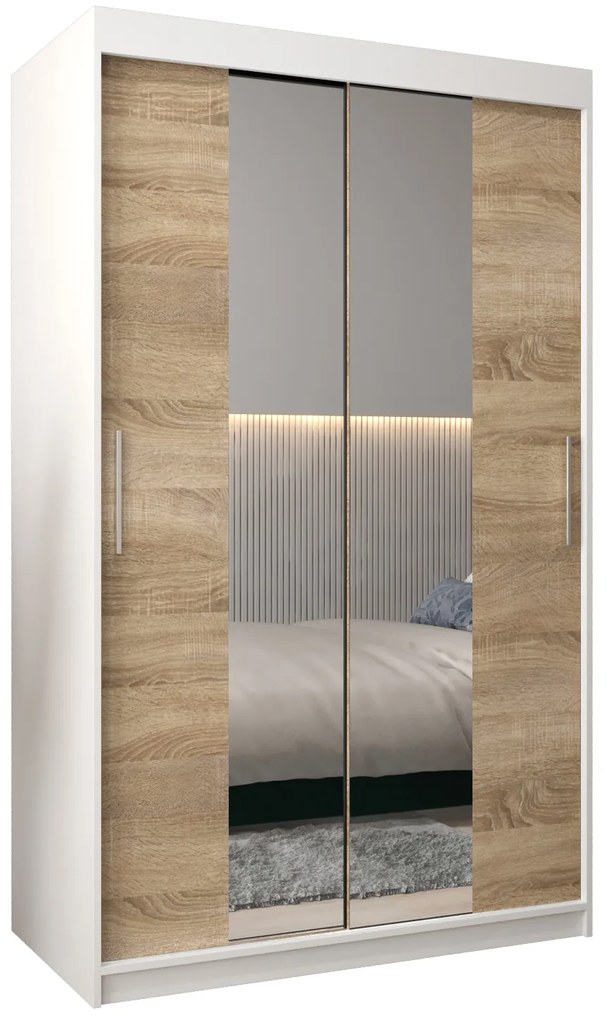 Ruhásszekrény 120 cm Toki 1 (matt fekete + szonoma tölgy). 1064890