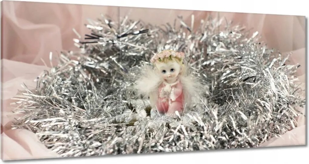 Vászonkép 180x90 Angyalka ezüst szénában