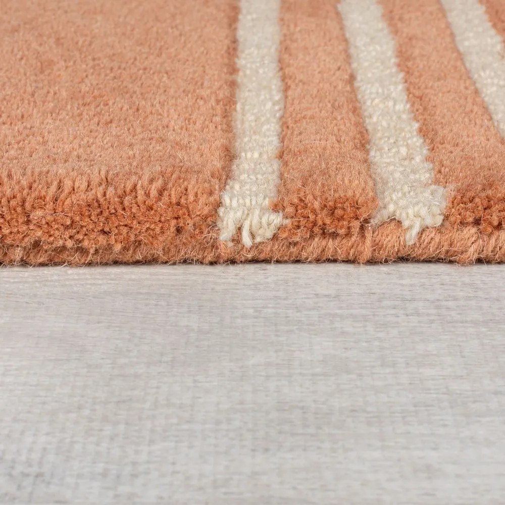 Terrakotta színű kézi szövésű gyapjú szőnyeg 200x290 cm Lozenge Terracotta – Flair Rugs