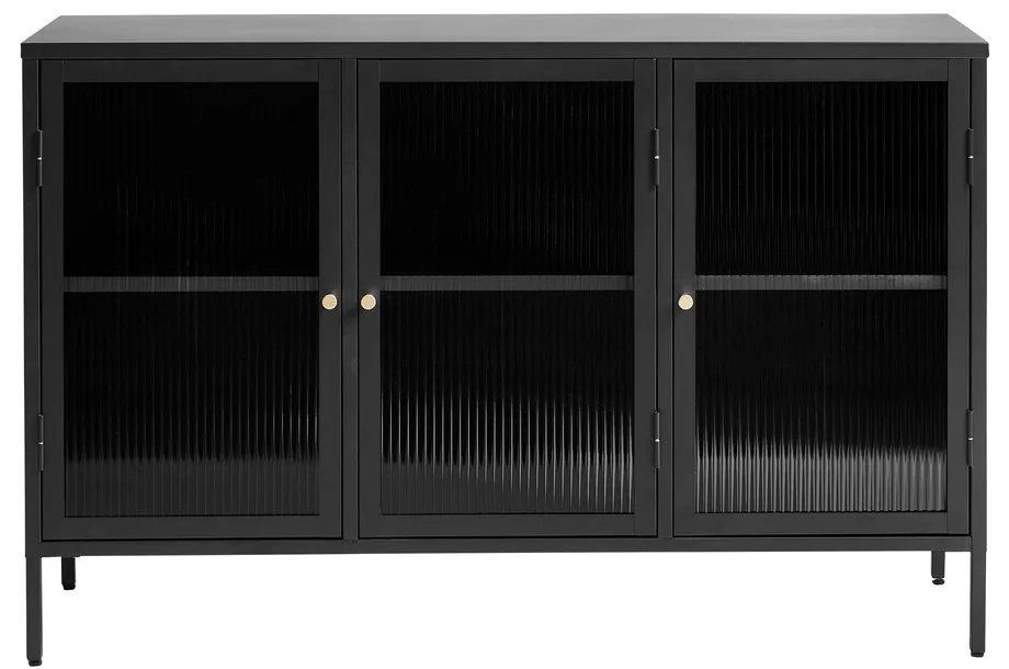 Fekete fém tálalószekrény 132x85 cm Bronco – Unique Furniture