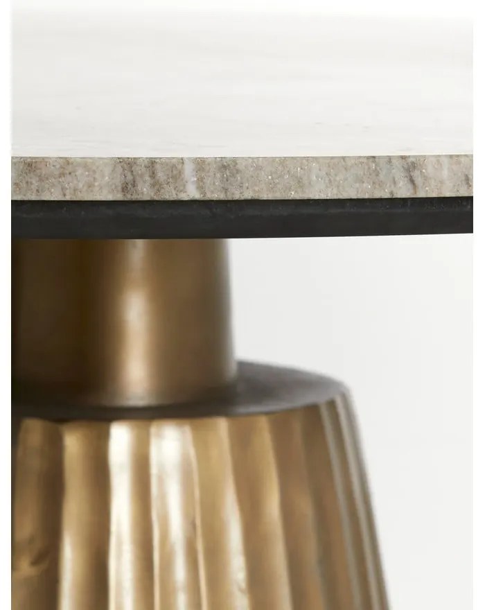 Bronzszínű-natúr színű kerek étkezőasztal márvány dekoros asztallappal ø 100 cm Rianne – Light & Living