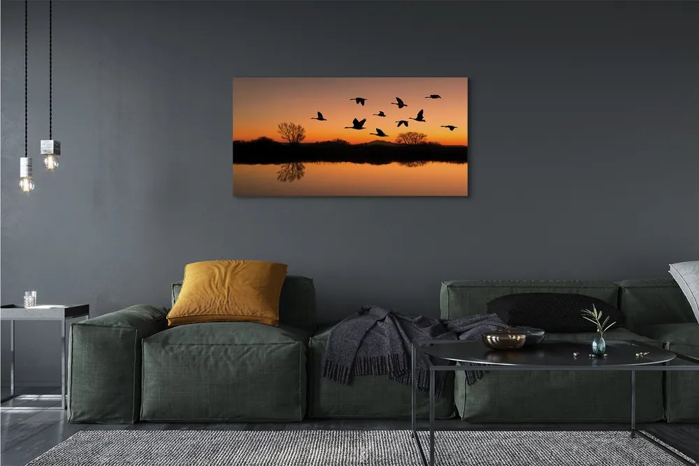 Canvas képek Repülő madarak naplemente 120x60 cm