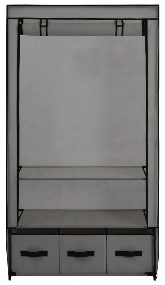 szürke szövet ruhásszekrény 87 x 49 x 159 cm