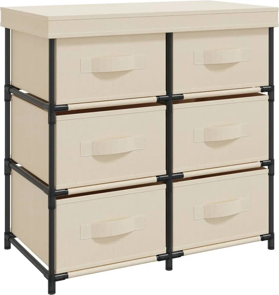 vidaXL 6 fiókos krémszínű acél tárolószekrény 55 x 29 x 55 cm