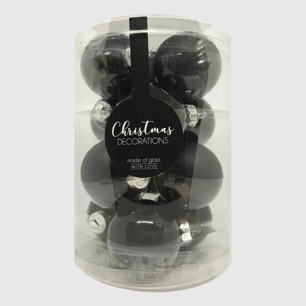 Black üveg karácsonyi gömb szett 12*6cm fekete