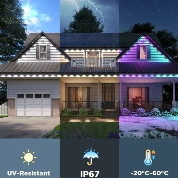 Govee - LED RGBIC füzér mennyezeti spotok 30m Wi-Fi Matter IP67