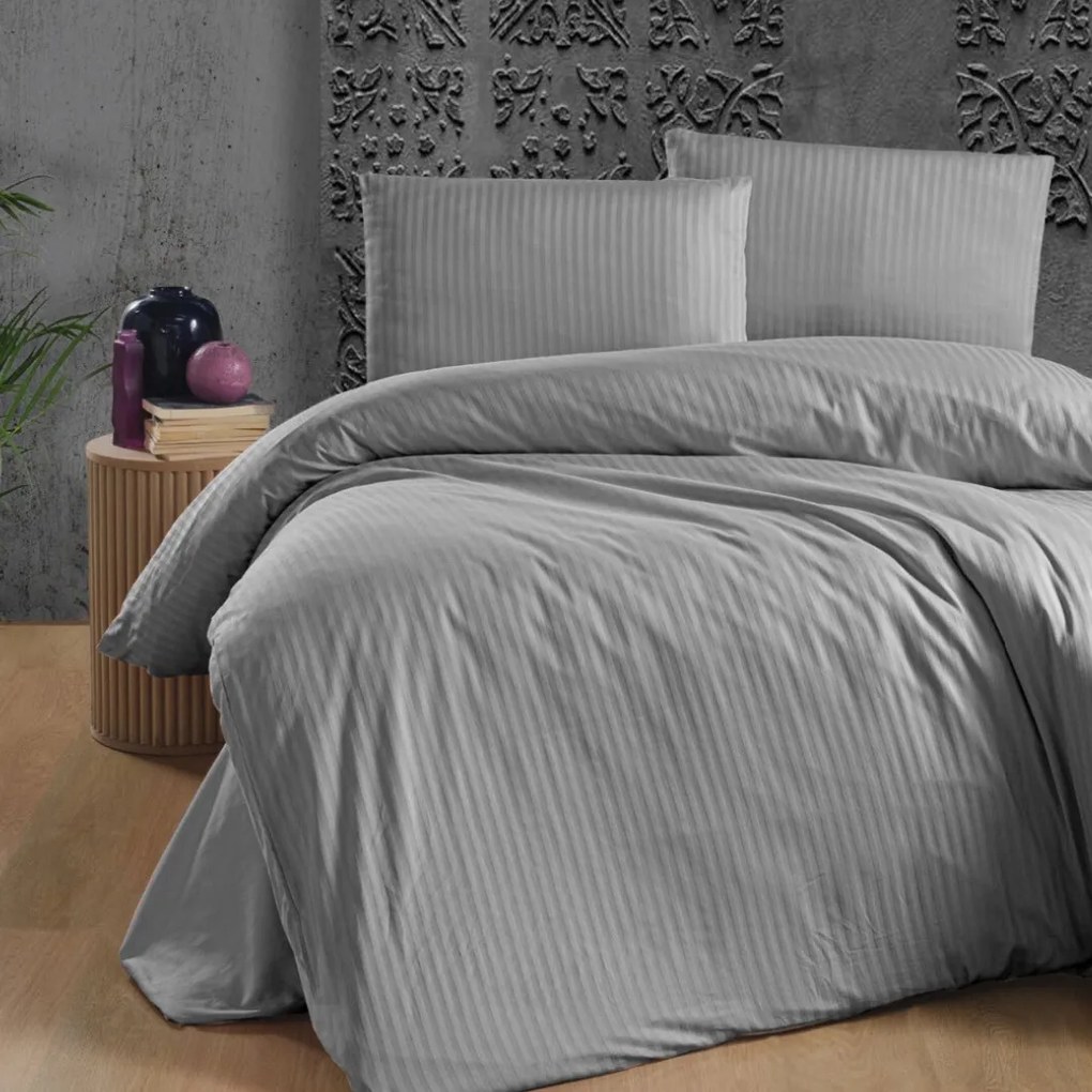 Világosszürke damaszt ágyneműhuzat TiaHome - 2x Párna 90x70cm, 1x Paplan 200x220cm