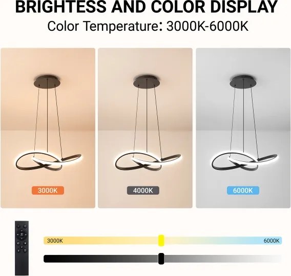 Brilagi - LED dimmelhető kábeles csillár INFINITY LED/55W/230V 50x50 cm fekete + távirányító