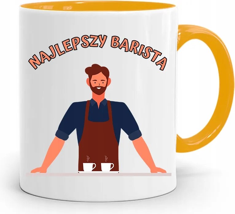 Barista Kávézó Bögre Sárga Ajándék fényképes nyomtatással