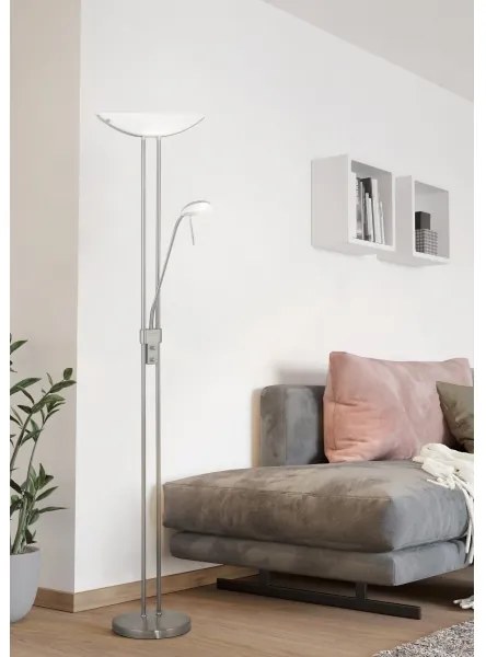 EGLO 85971 - Fényerőszabályozható állólámpa BAYA 1xR7s/230W+1xG9/33W matt króm