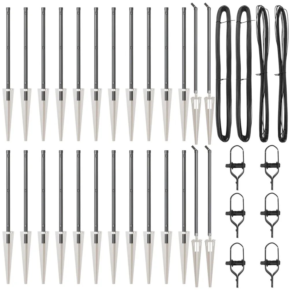 Fenceszlopok Csatlakozóval 26 db Ø32 mm 60 cm Horganyzott Acél