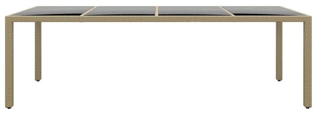 vidaXL bézs polyrattan kerti asztal üveg lappal