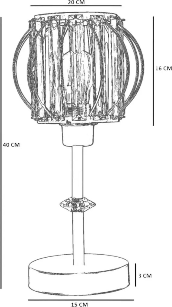 Fém éjjeli lámpa, Ø20 cm – 8912-1A