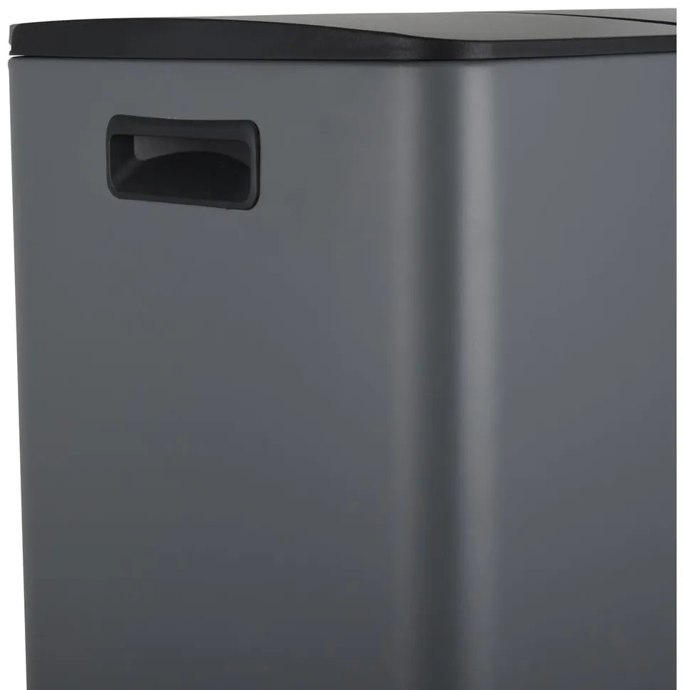 Sötétszürke acél szelektív pedálos szemetes 2x30 l Aliya – Spirella