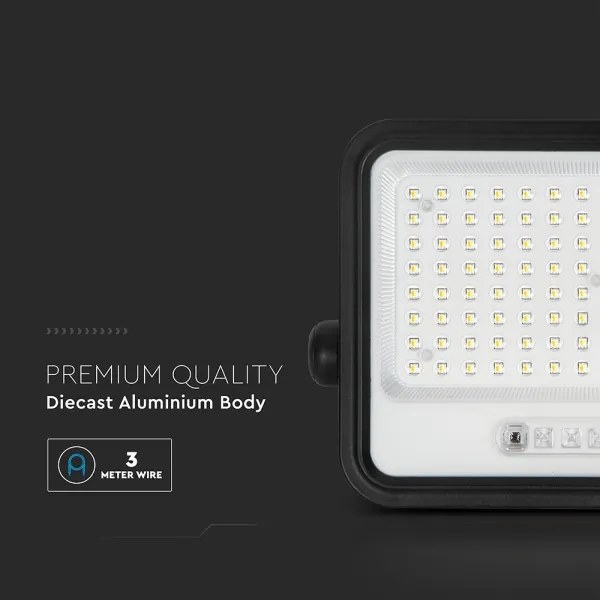 LED dimmelhető napelemes reflektor LED/200W/3,2V IP65 10000 mAh fekete + távirányító