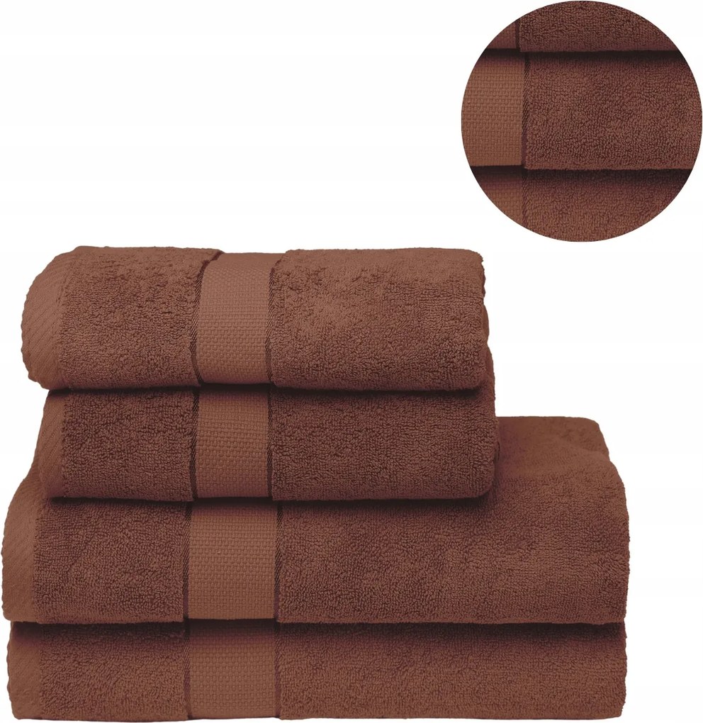 4 db-os fürdőlepedő szett 2x 70x140 2x 50x100 pamut 500g Spa szett