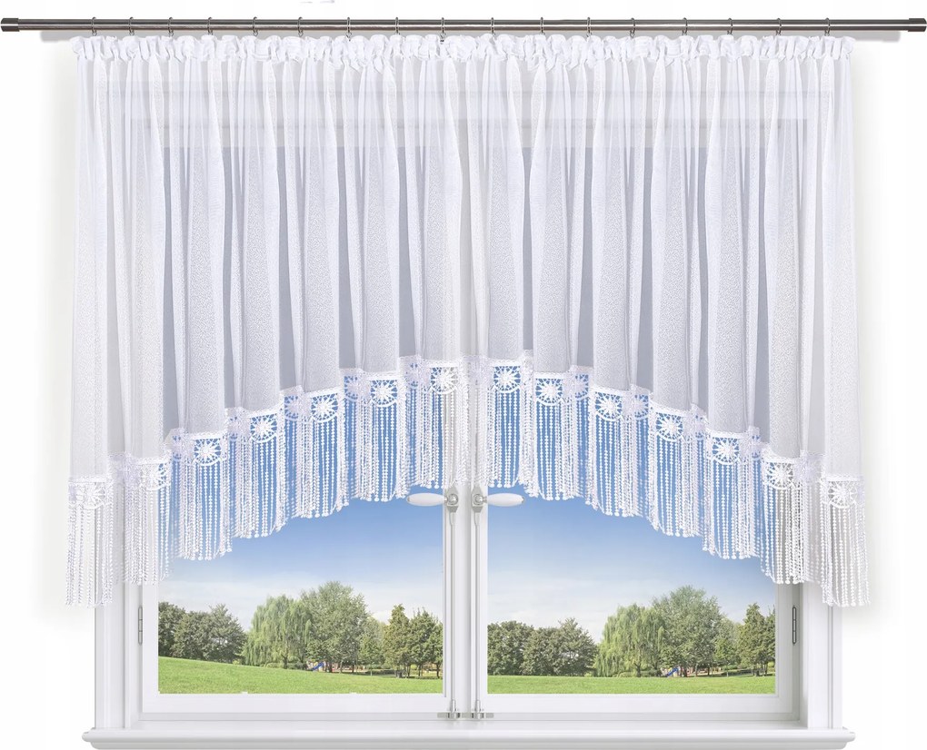 Függöny 300x150 íves napellenző, 30cm rojtos virág