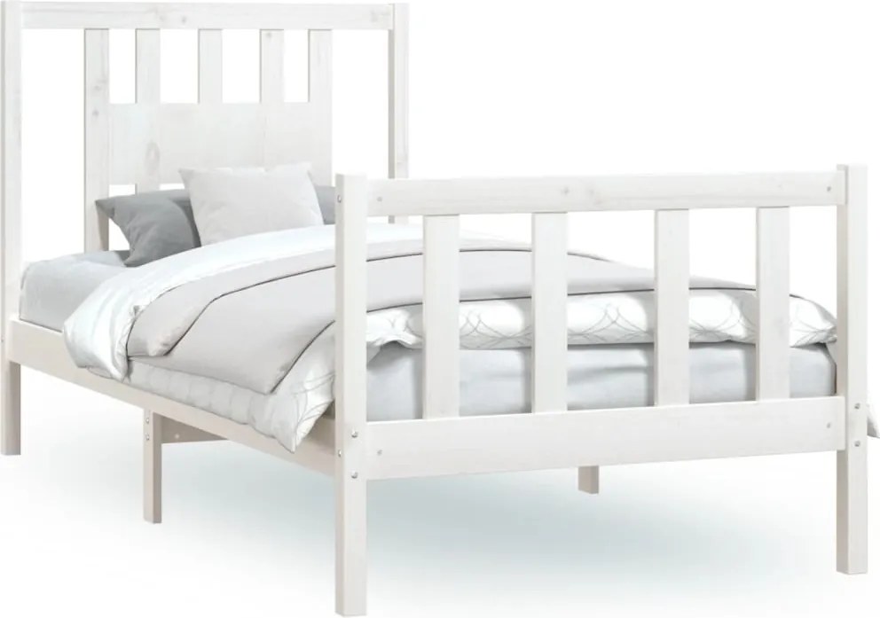 vidaXL fehér tömör fenyőfa ágykeret fejtámlával 90 x 200 cm