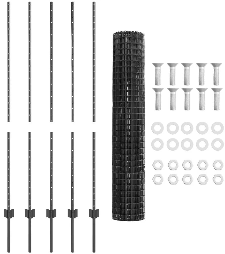 Kertkerítés Készlet 2 db Szürke Fém Szabvány Tartós