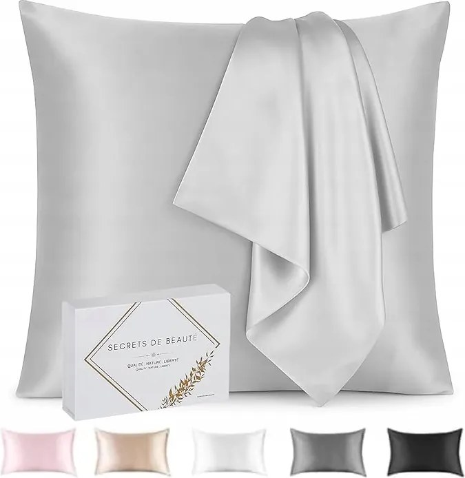 Párnahuzat 100% természetes selyem 22 momme 65X65cm ezüst-szürke Nőnap