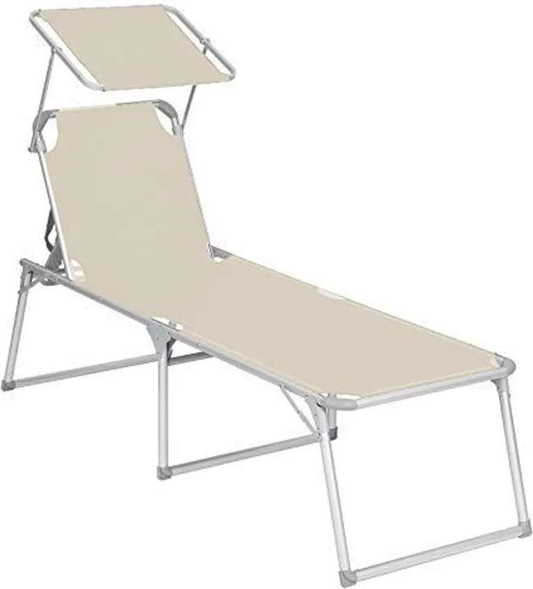 Napozóágy, nagyméretű fekvő napozószék, 65 x 200 x 48 cm, terhelhetőség 150 kg, bézs