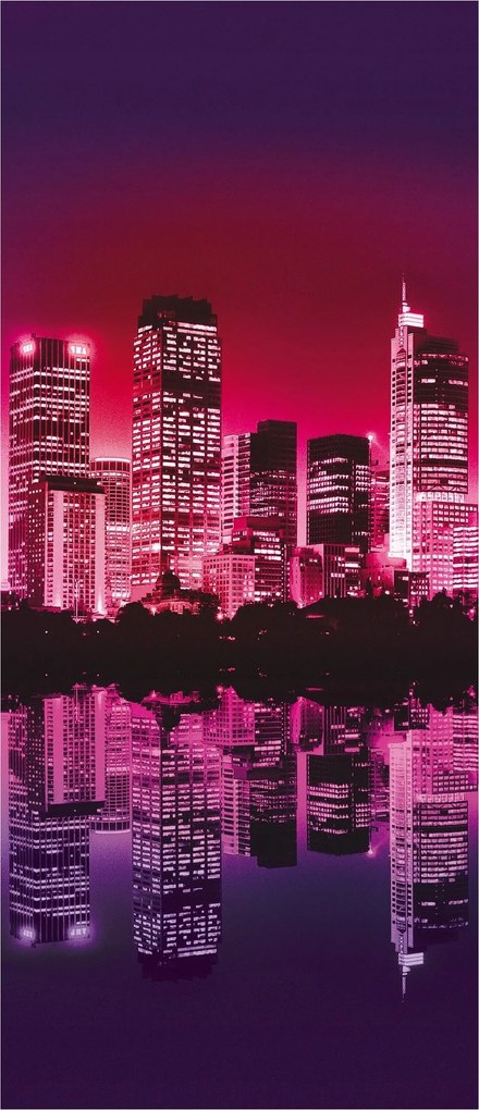 Matrica Fotótapéta Éjszakai város a fények fényében panoráma 91x211