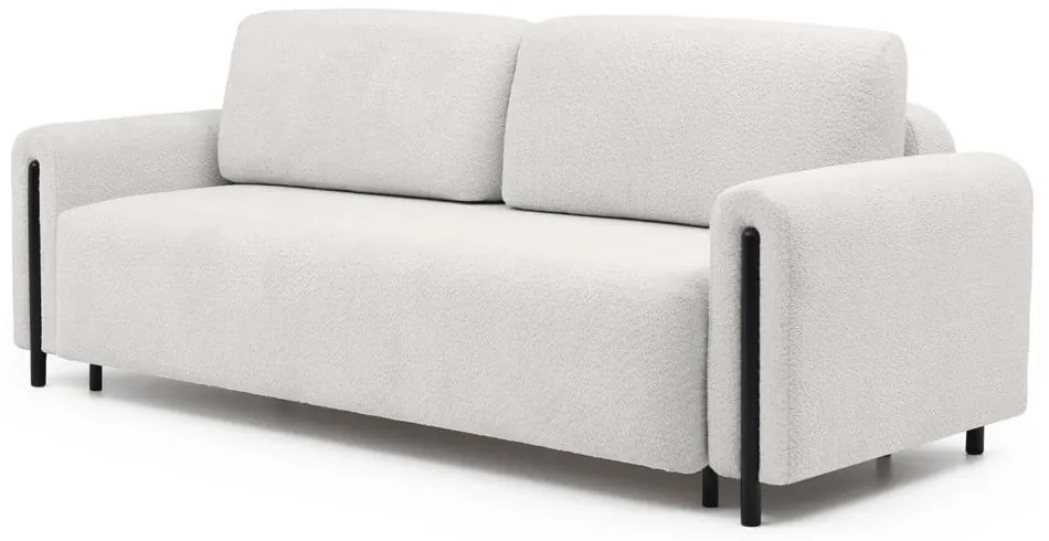 Krémszínű buklé kinyitható-tárolóhelyes kanapé 244 cm Arcadova – ELTAP