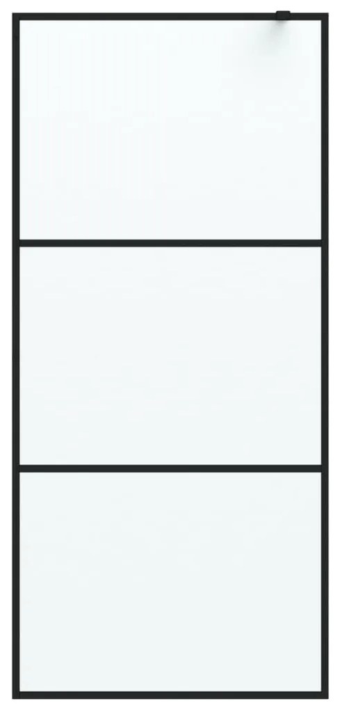 Fekete ESG tejüveg zuhanyfal küszöb nélküli zuhanyhoz 90x195 cm