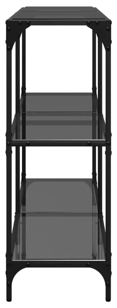 acél tálalóasztal fekete üveglappal 118,5 x 30 x 81 cm