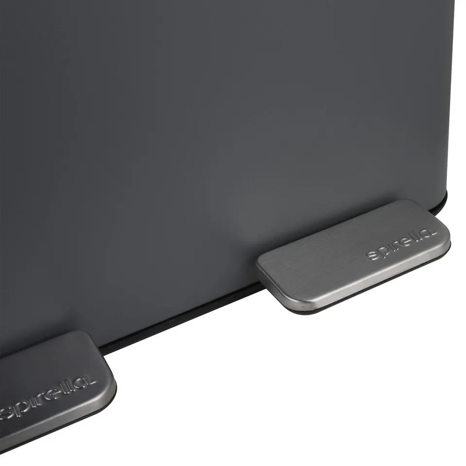 Sötétszürke acél szelektív pedálos szemetes 2x30 l Aliya – Spirella